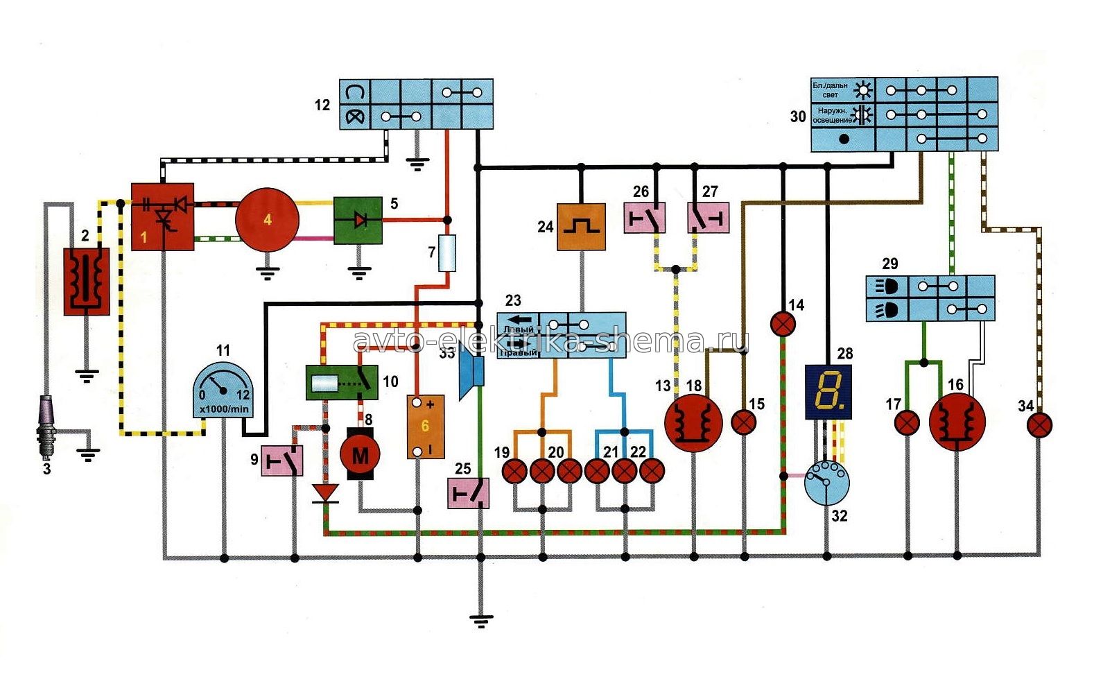 Электропроводка мопеда дельта: цветная схема • driver's talk