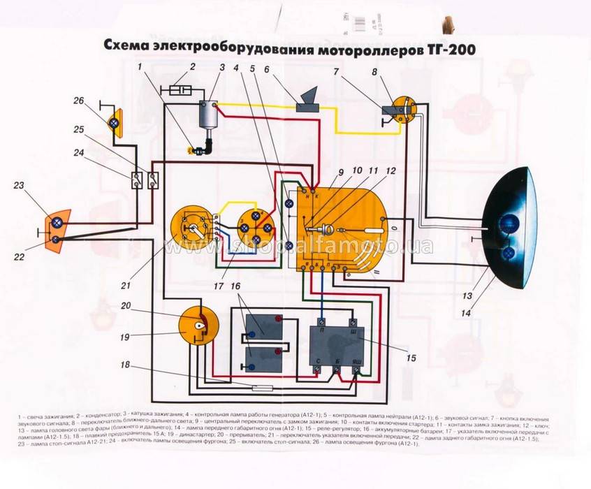 Электрическая схема мотороллера муравей 2м и описание