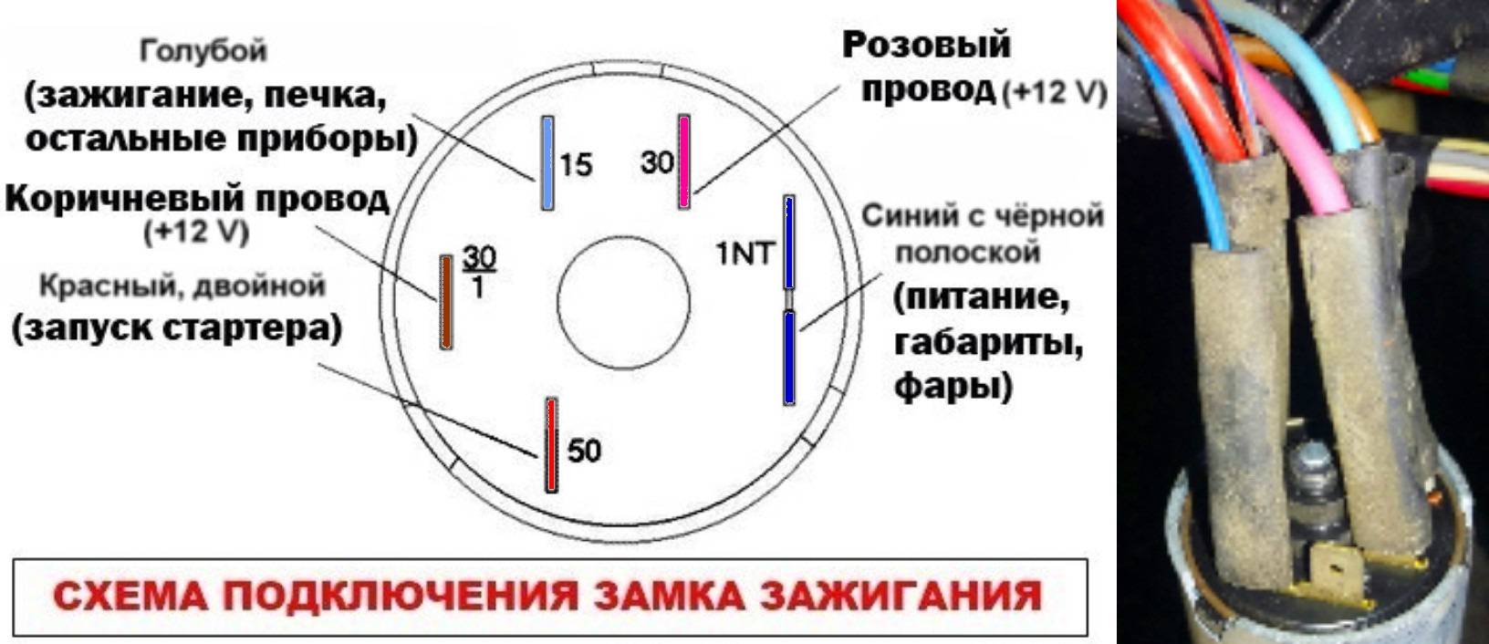 Ваз 2109 замок зажигания нового образца распиновка