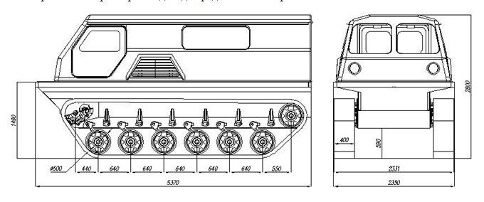 Гусеничный вездеход чертеж