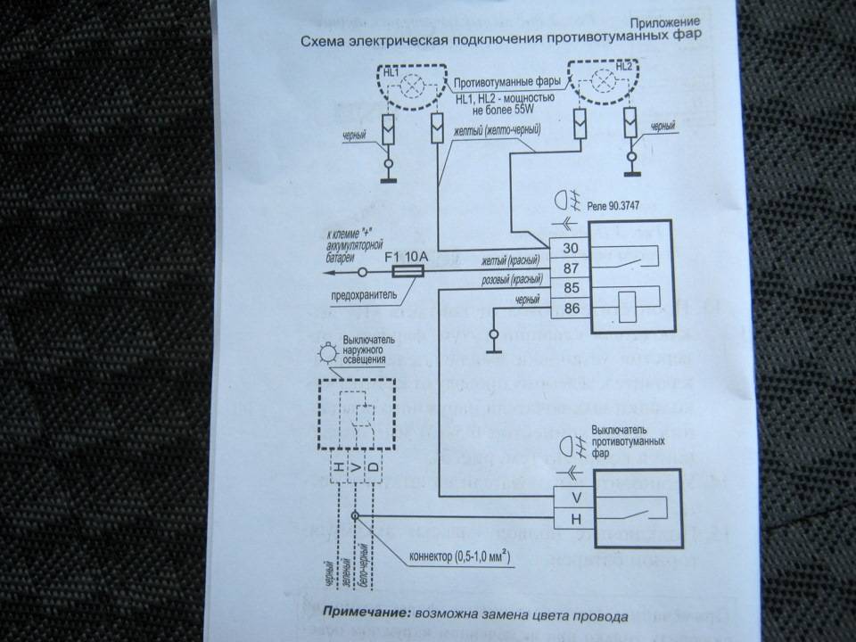 Схема подключения противотуманных фар лада гранта седан