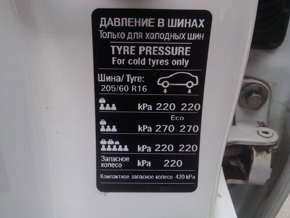 Таблица давления в шинах автомобилей шевроле